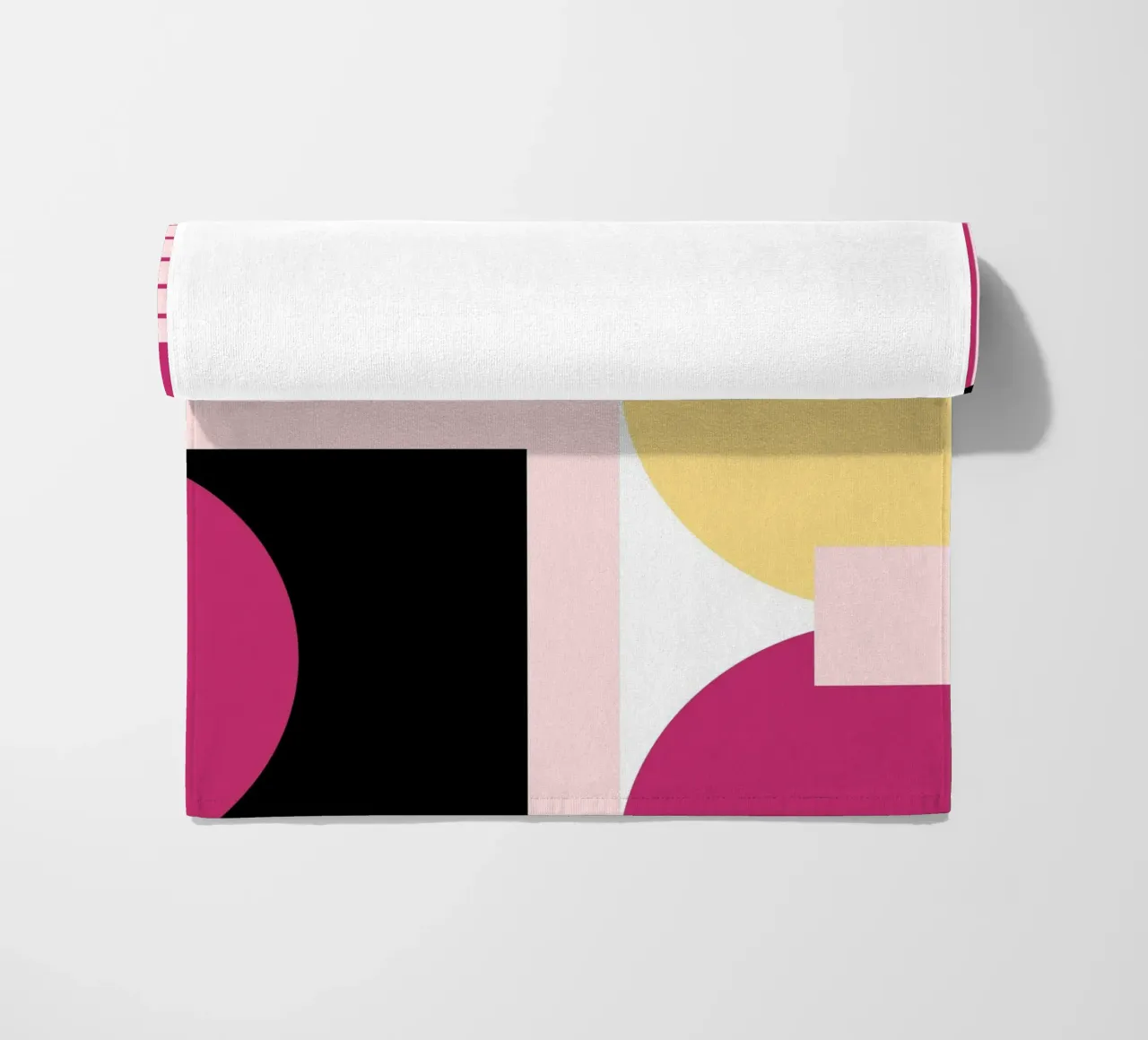 Geometric Pop: Pink & Black Abstract, Modern Trend Art Print beach towel by NorwesClub