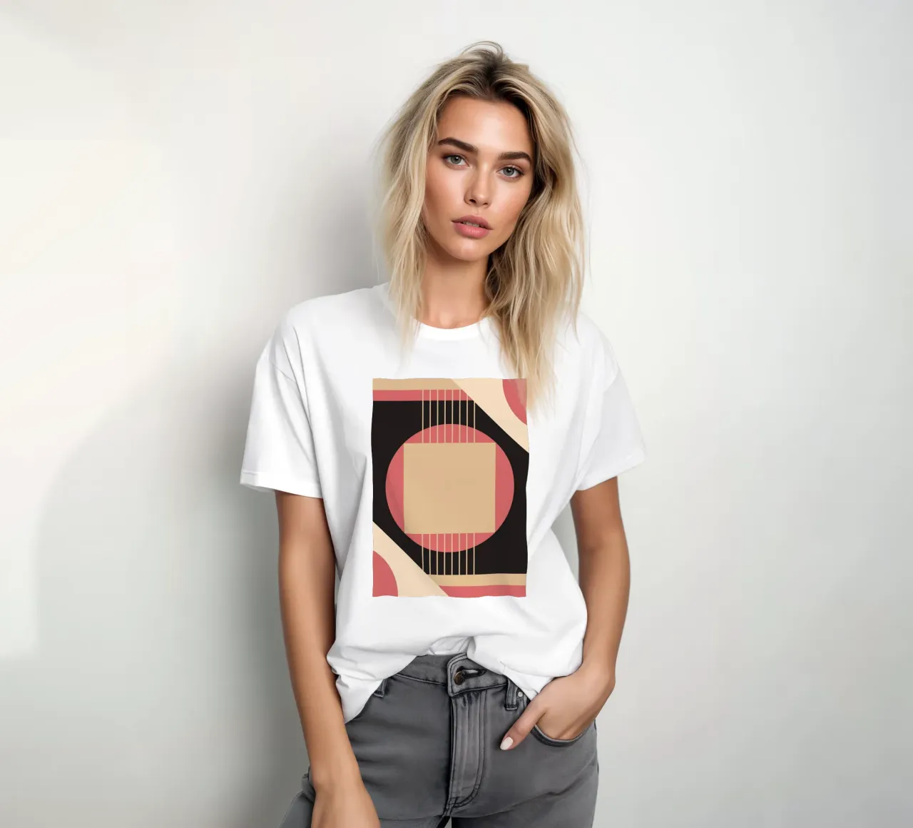 Geometrico di metà secolo: Rosa e nero astratto, linee moderne A t-shirt da NorwesClub