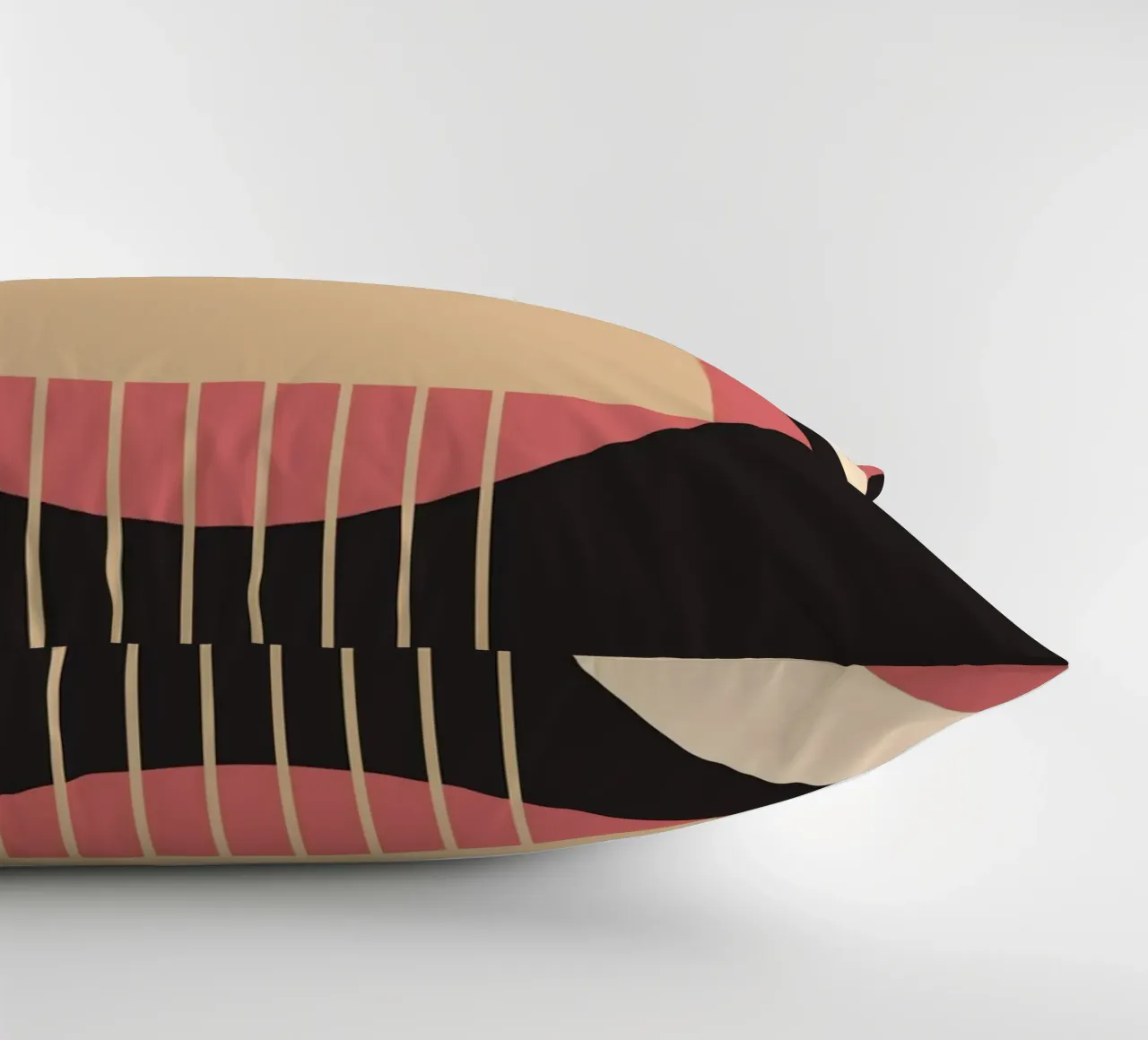 Geometrico di metà secolo: Rosa e nero astratto, linee moderne A cuscino da NorwesClub