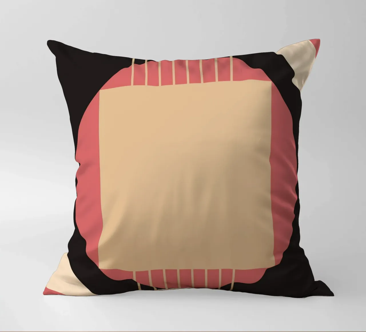 Geometrico di metà secolo: Rosa e nero astratto, linee moderne A cuscino da NorwesClub