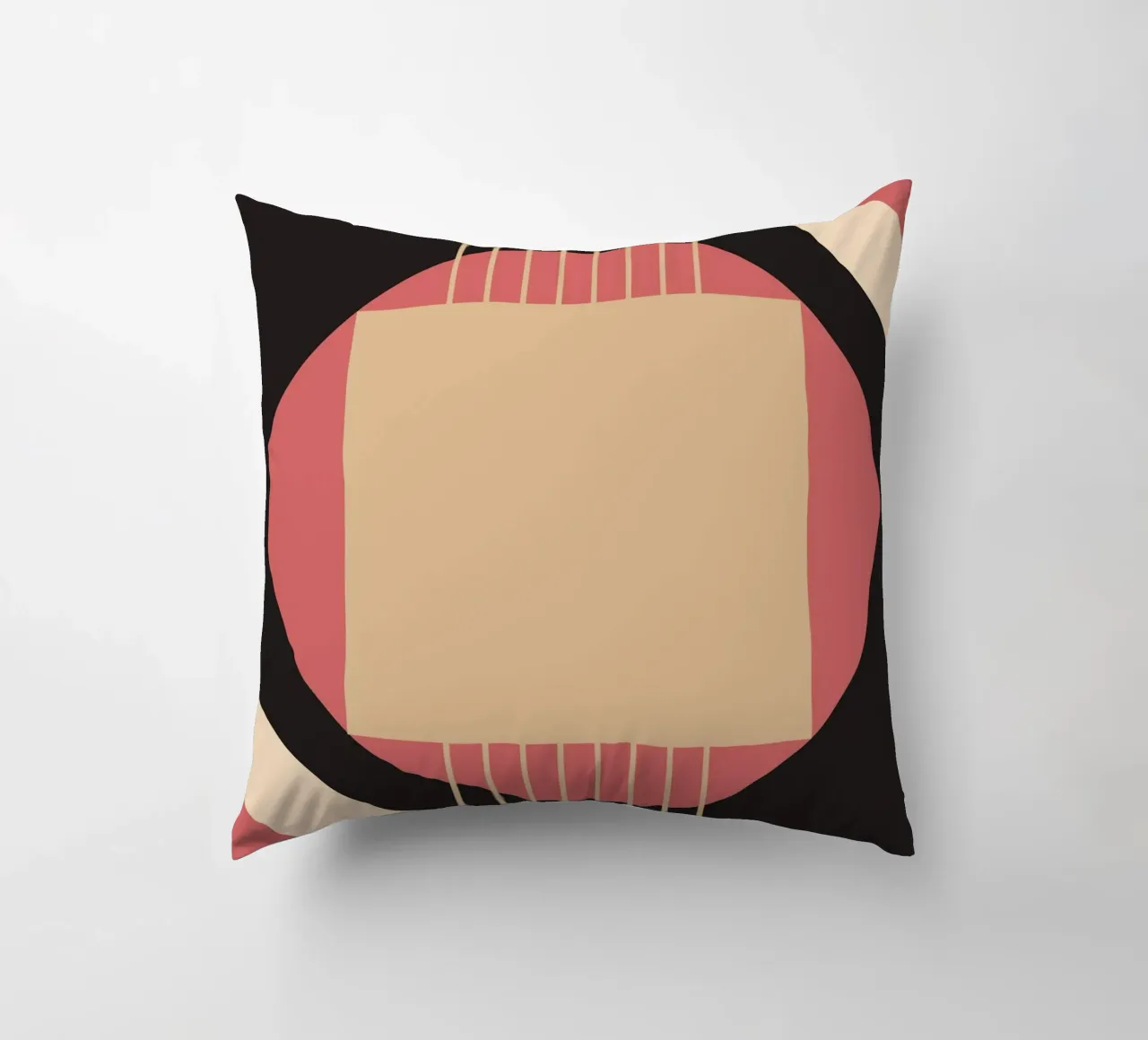 Geometrico di metà secolo: Rosa e nero astratto, linee moderne A cuscino da NorwesClub