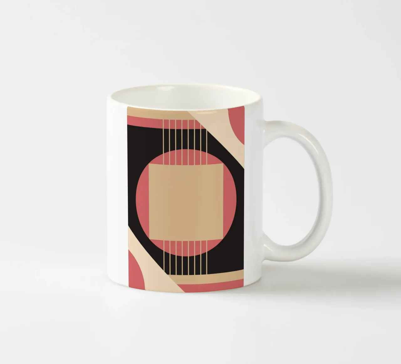 Geometrico di metà secolo: Rosa e nero astratto, linee moderne A tazza in ceramica da NorwesClub