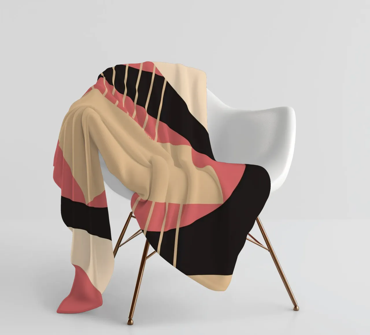 Geometrico di metà secolo: Rosa e nero astratto, linee moderne A coperta in pile da NorwesClub