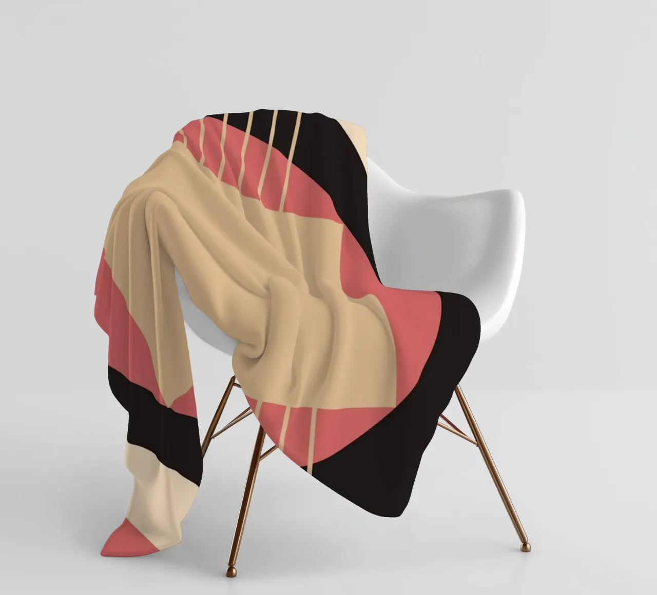 Geometrico di metà secolo: Rosa e nero astratto, linee moderne A coperta in pile da NorwesClub