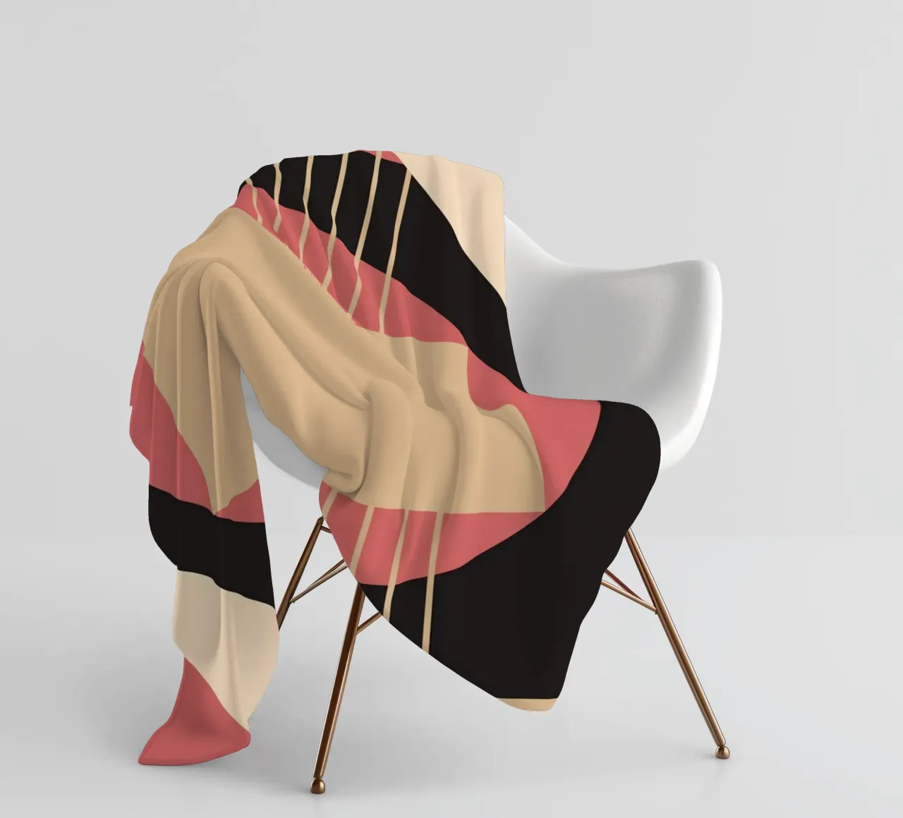 Geometrico di metà secolo: Rosa e nero astratto, linee moderne A coperta in pile da NorwesClub