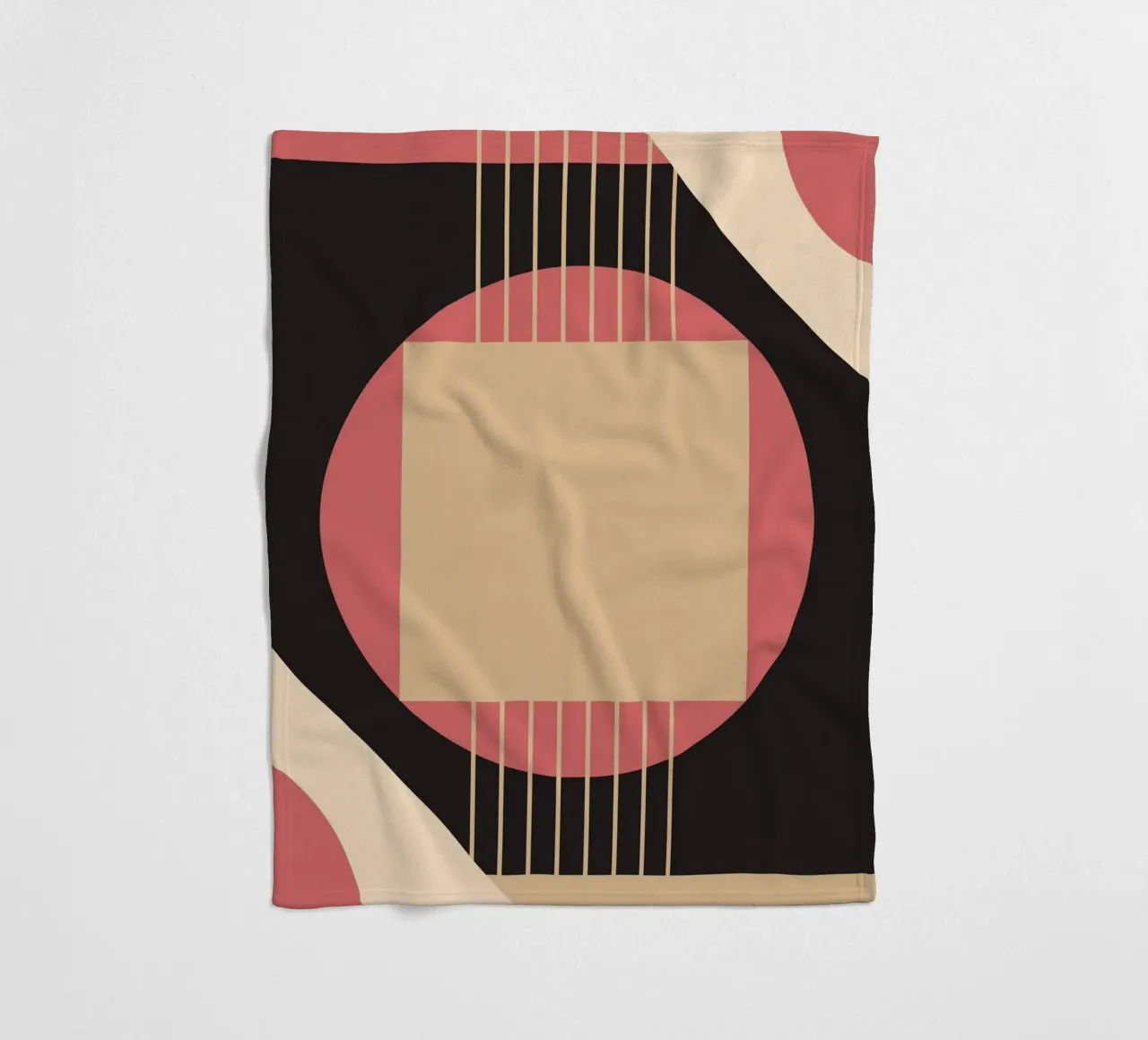 Geometrico di metà secolo: Rosa e nero astratto, linee moderne A coperta in pile da NorwesClub