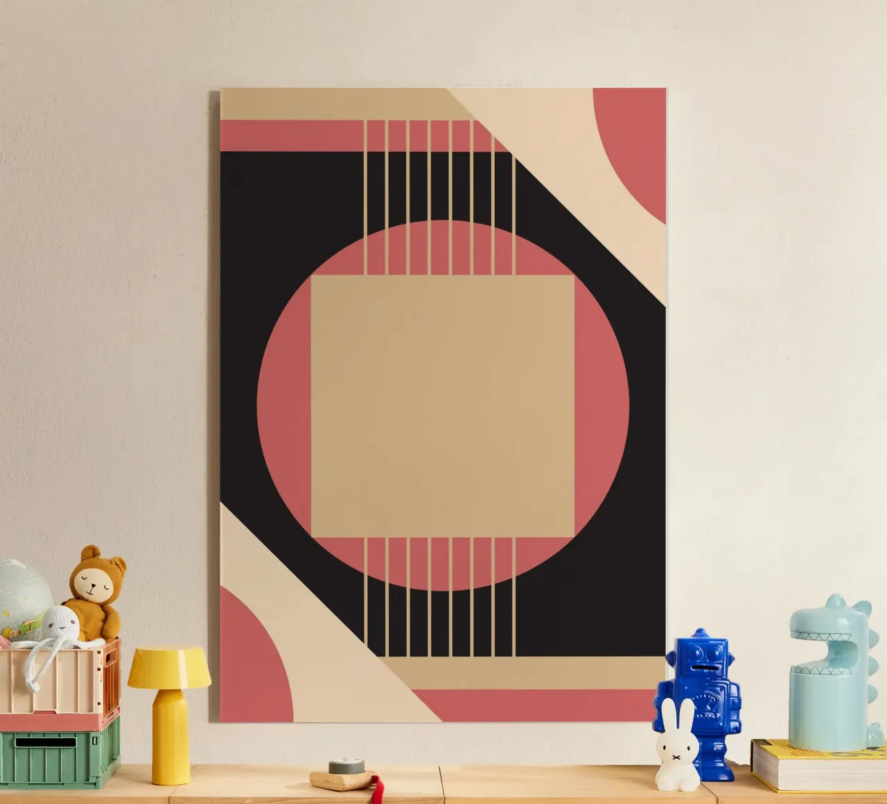 Geometrico di metà secolo: Rosa e nero astratto, linee moderne A plexiglass da NorwesClub