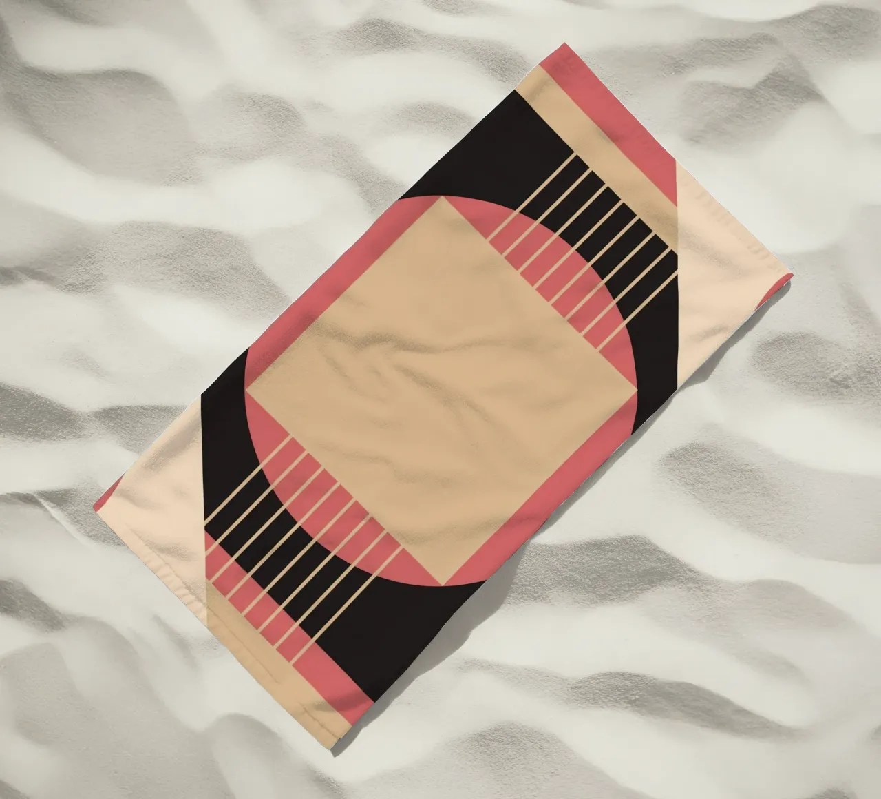 Geometrico di metà secolo: Rosa e nero astratto, linee moderne A telo mare da NorwesClub