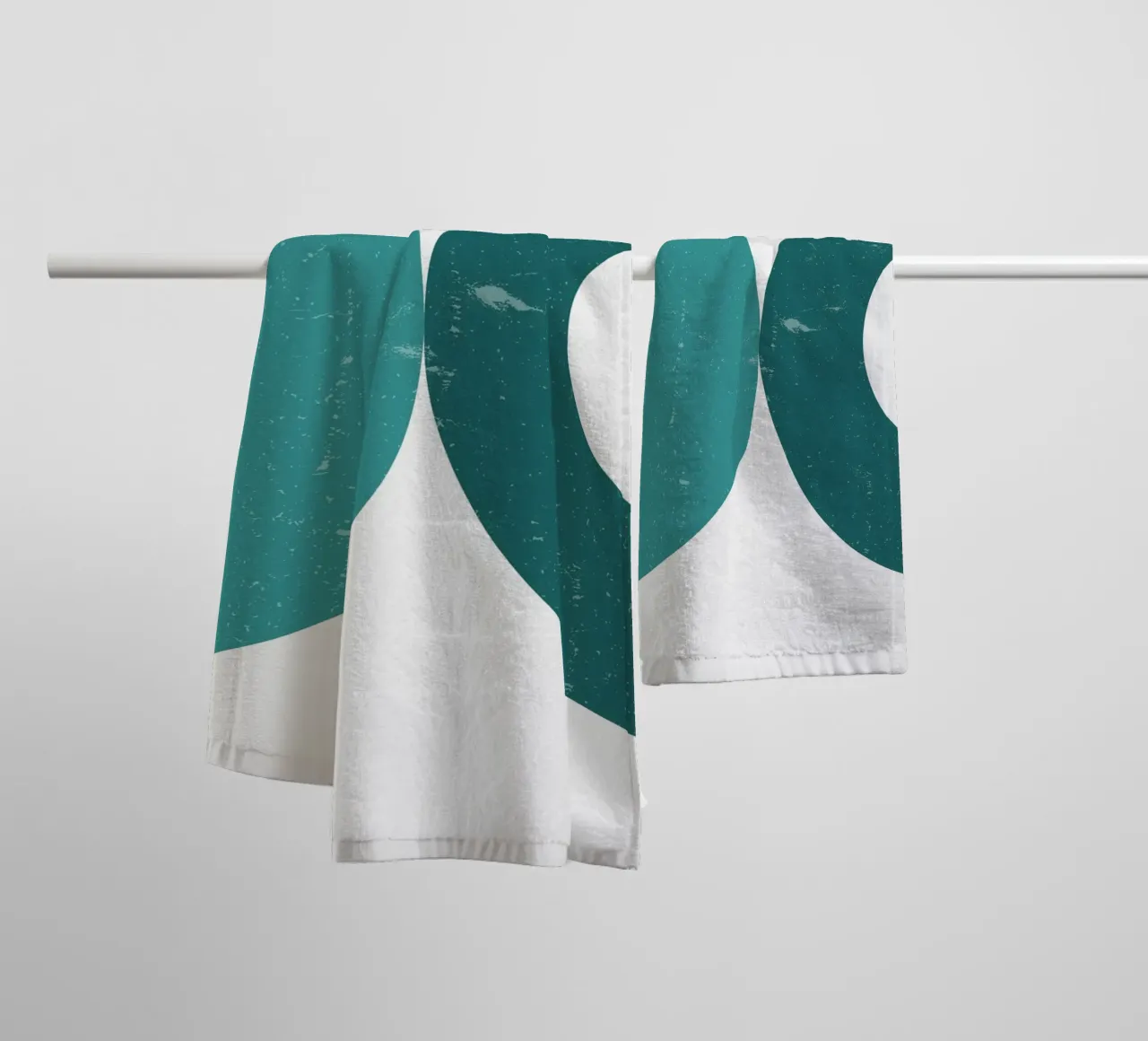 Abstract Circles: Textured Teal & Blue, Minimalist Modern Ar towel by NorwesClub