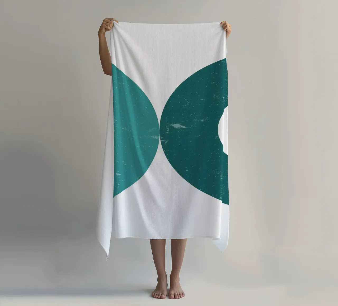 Abstract Circles: Textured Teal & Blue, Minimalist Modern Ar beach towel by NorwesClub