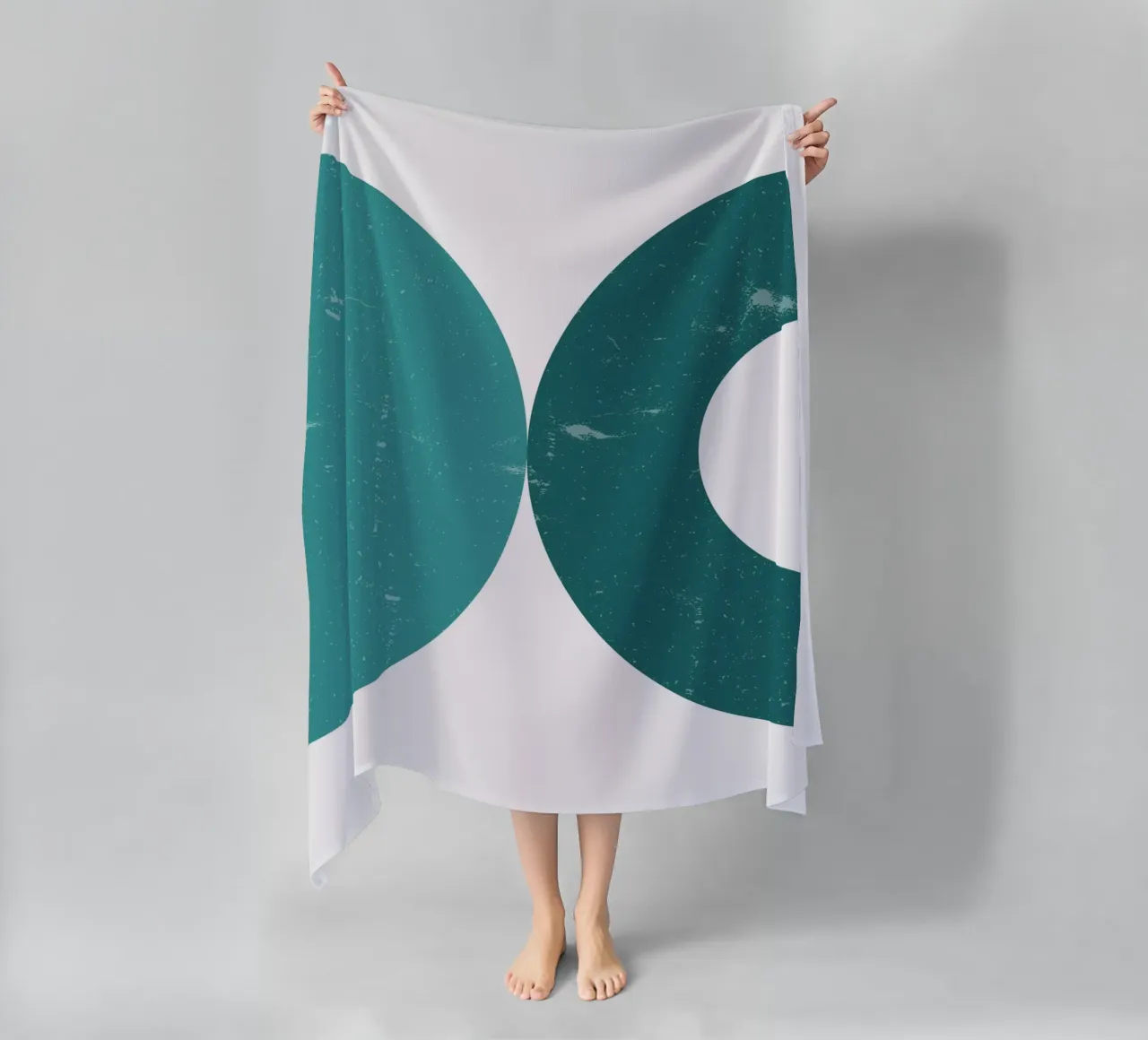 Abstract Circles: Textured Teal & Blue, Minimalist Modern Ar beach towel by NorwesClub
