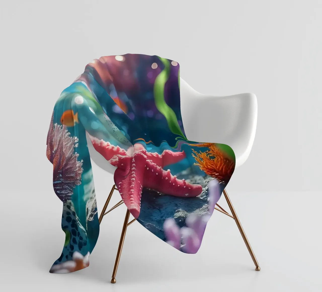 🪸⭐ Starfish Red | Starlight on the Bottom fleece blanket by Trinkets NL Design Studio