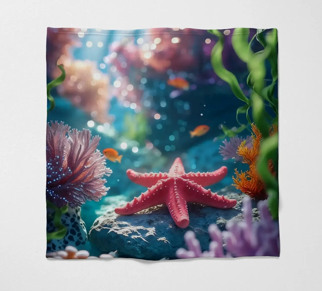 🪸⭐ Starfish Red | Starlight on the Bottom fleece blanket by Trinkets NL Design Studio