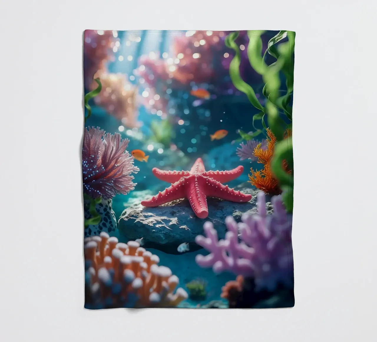 🪸⭐ Starfish Red | Starlight on the Bottom fleece blanket by Trinkets NL Design Studio