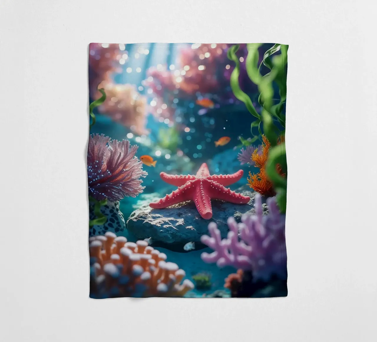 🪸⭐ Starfish Red | Starlight on the Bottom fleece blanket by Trinkets NL Design Studio