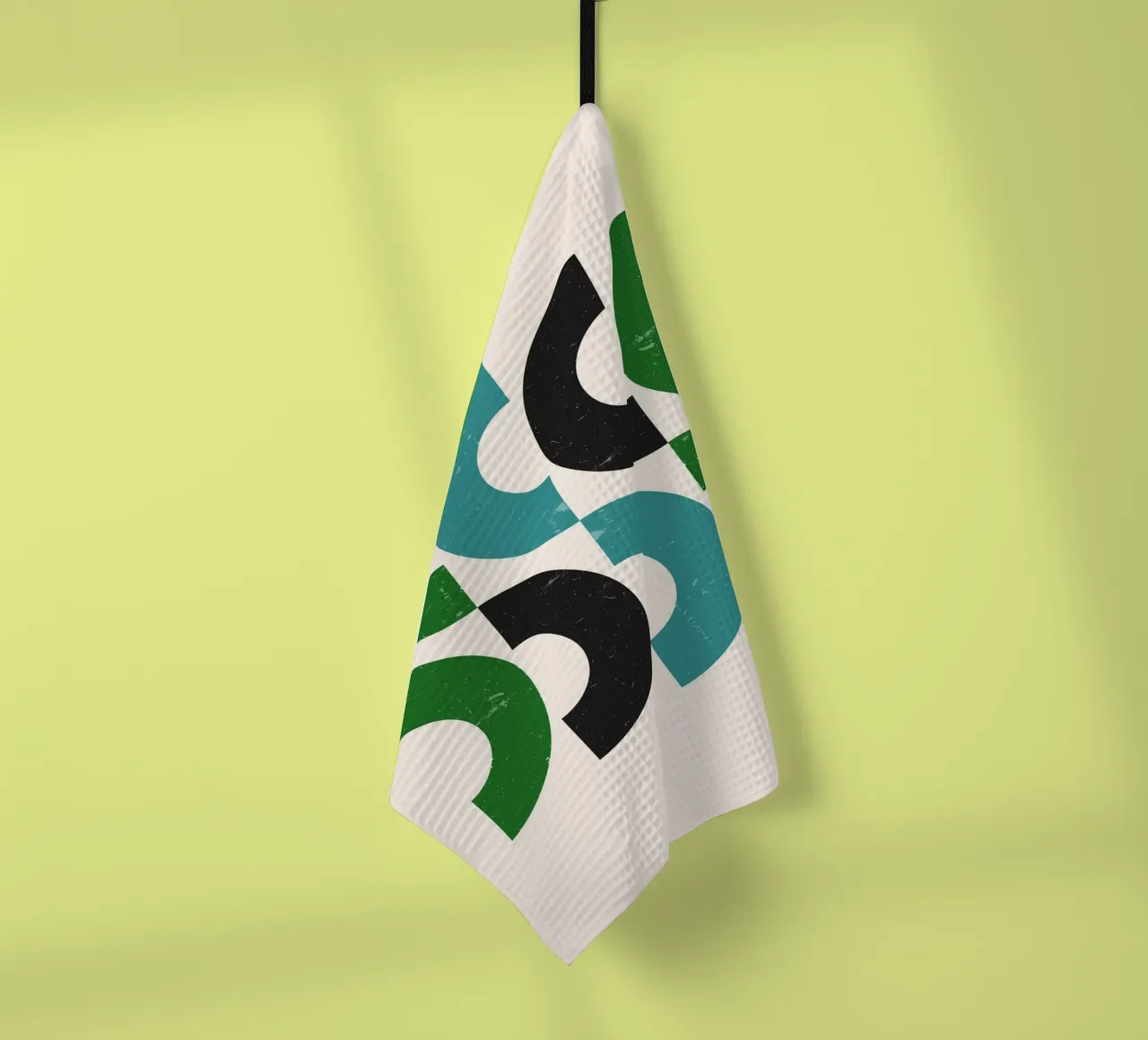 Arcs du milieu du siècle : Art abstrait géométrique, vert, sarcelle et noir torchon de NorwesClub