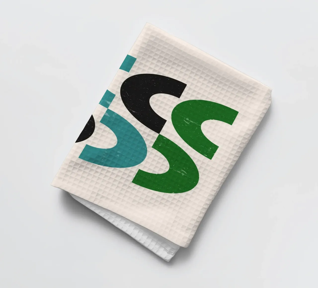 Arcs du milieu du siècle : Art abstrait géométrique, vert, sarcelle et noir torchon de NorwesClub