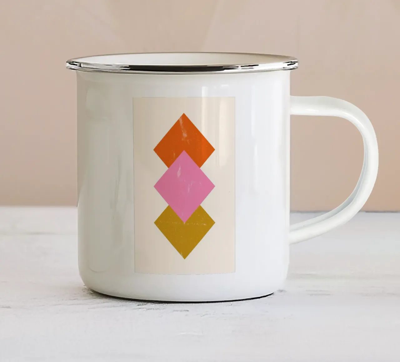 Diamanti di terra: Stampa d'arte geometrica e strutturata di metà secolo tazza in smalto da NorwesClub