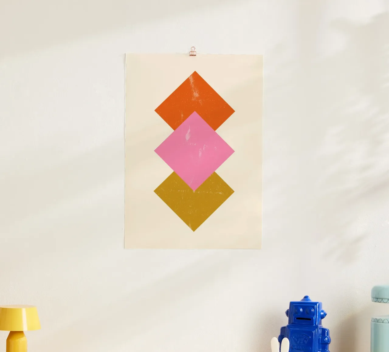 Diamanti di terra: Stampa d'arte geometrica e strutturata di metà secolo poster con telaio in plastica da NorwesClub