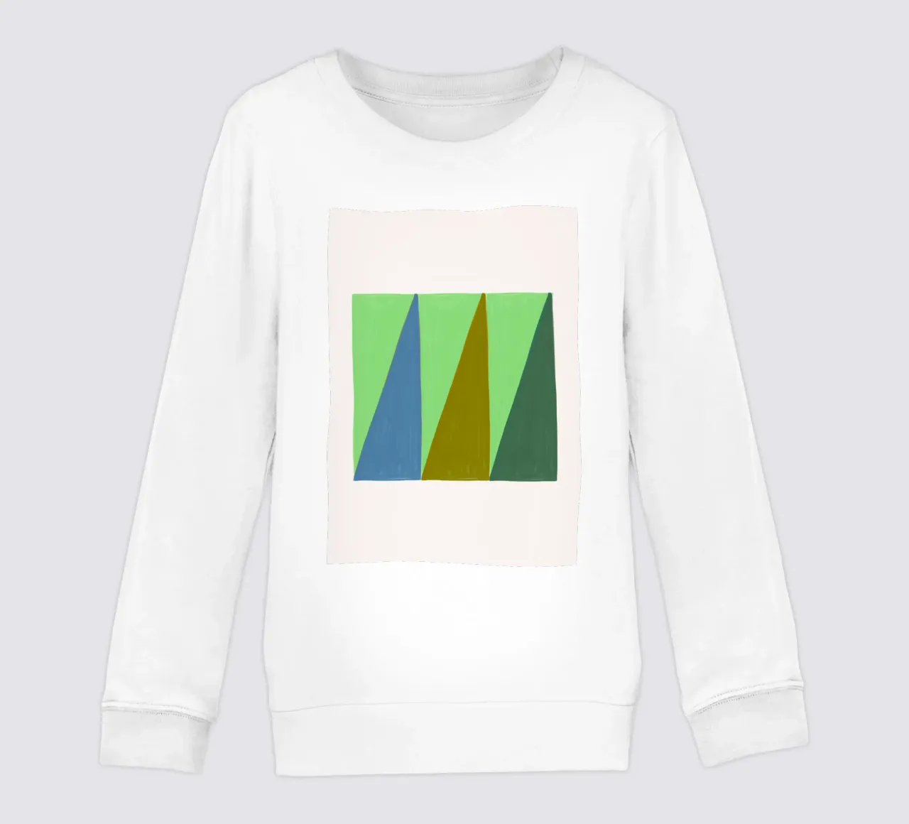 Stile James Little: Triangoli astratti, texture verde e blu felpa bambino da NorwesClub