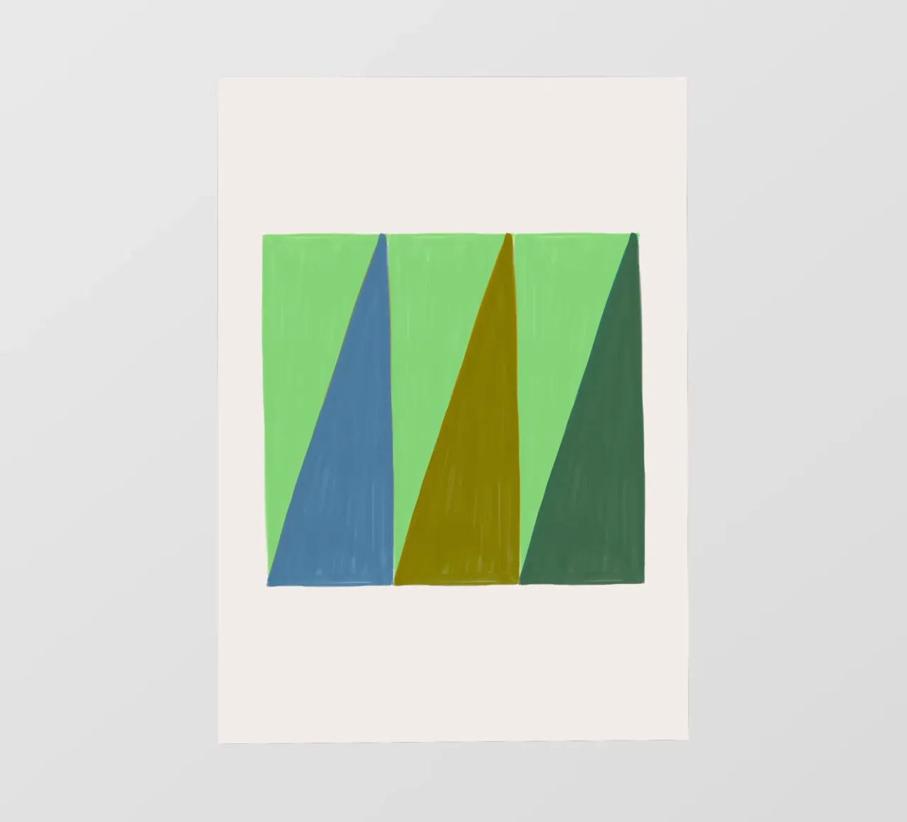 Le style de James Little : Triangles abstraits, texture verte et bleue bâche pvc de NorwesClub