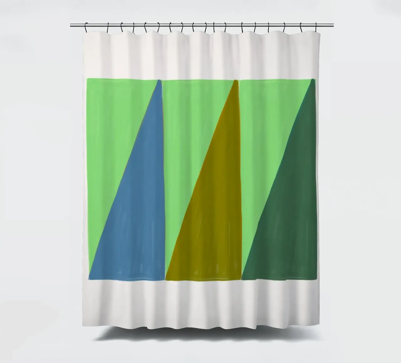 Stile James Little: Triangoli astratti, texture verde e blu tenda da doccia da NorwesClub