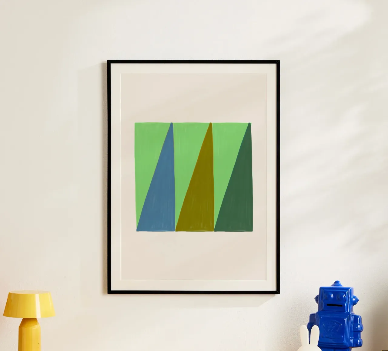 James Little Stil: Abstrakte Dreiecke, grüne und blaue Textur Poster von NorwesClub