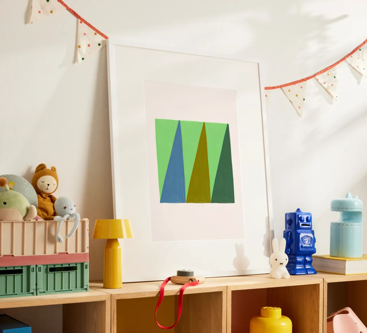James Little Stil: Abstrakte Dreiecke, grüne und blaue Textur Poster von NorwesClub