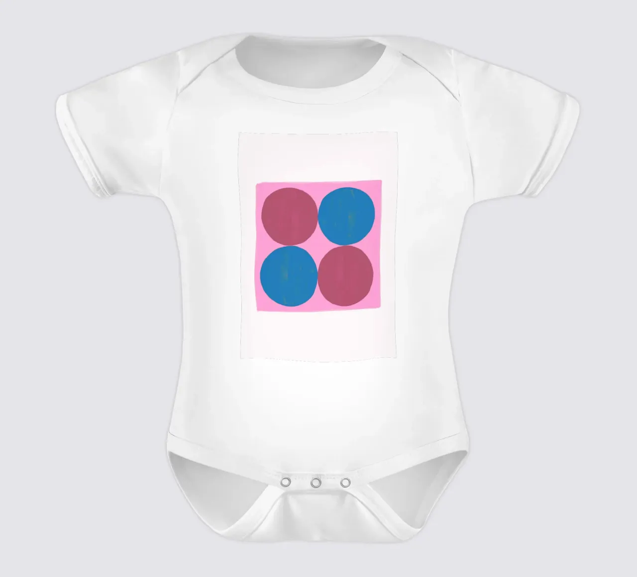 Pop Art Dots: Rosa, blaue und rote Quadrate, moderne strukturierte Kunst Kurzarm Babybody von NorwesClub