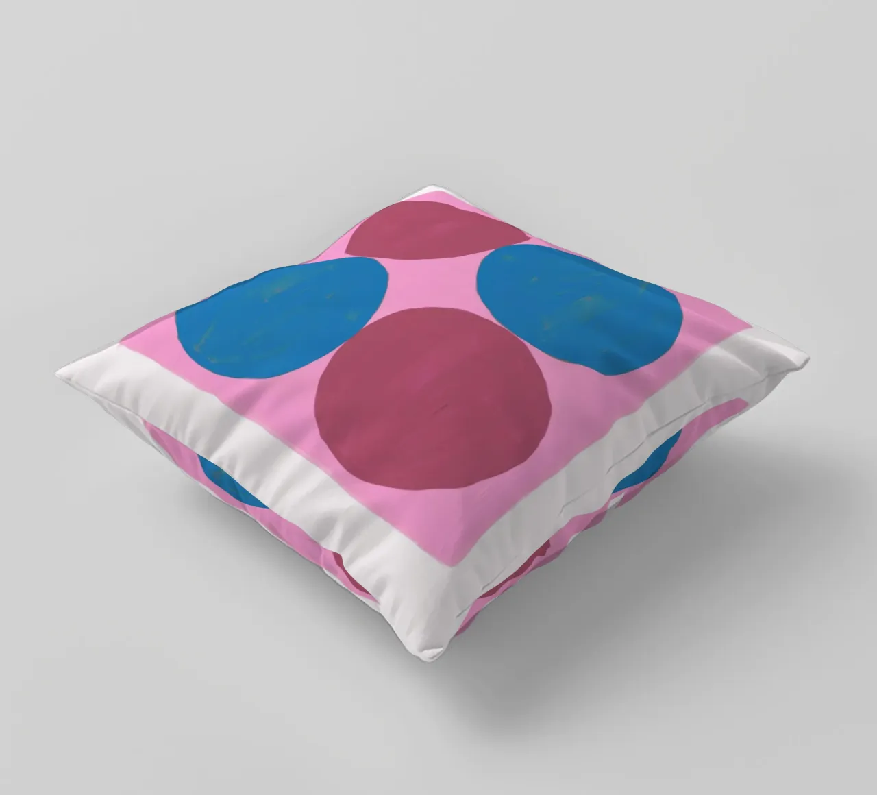 Pop Art Dots: Quadrati rosa, blu e rossi, arte moderna strutturata cuscino da NorwesClub