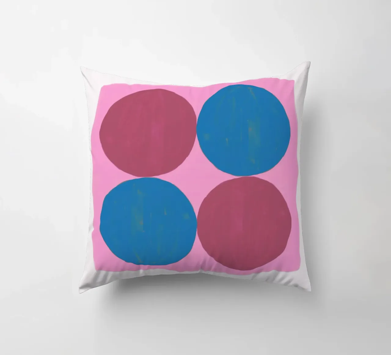 Pop Art Dots: Quadrati rosa, blu e rossi, arte moderna strutturata cuscino da NorwesClub