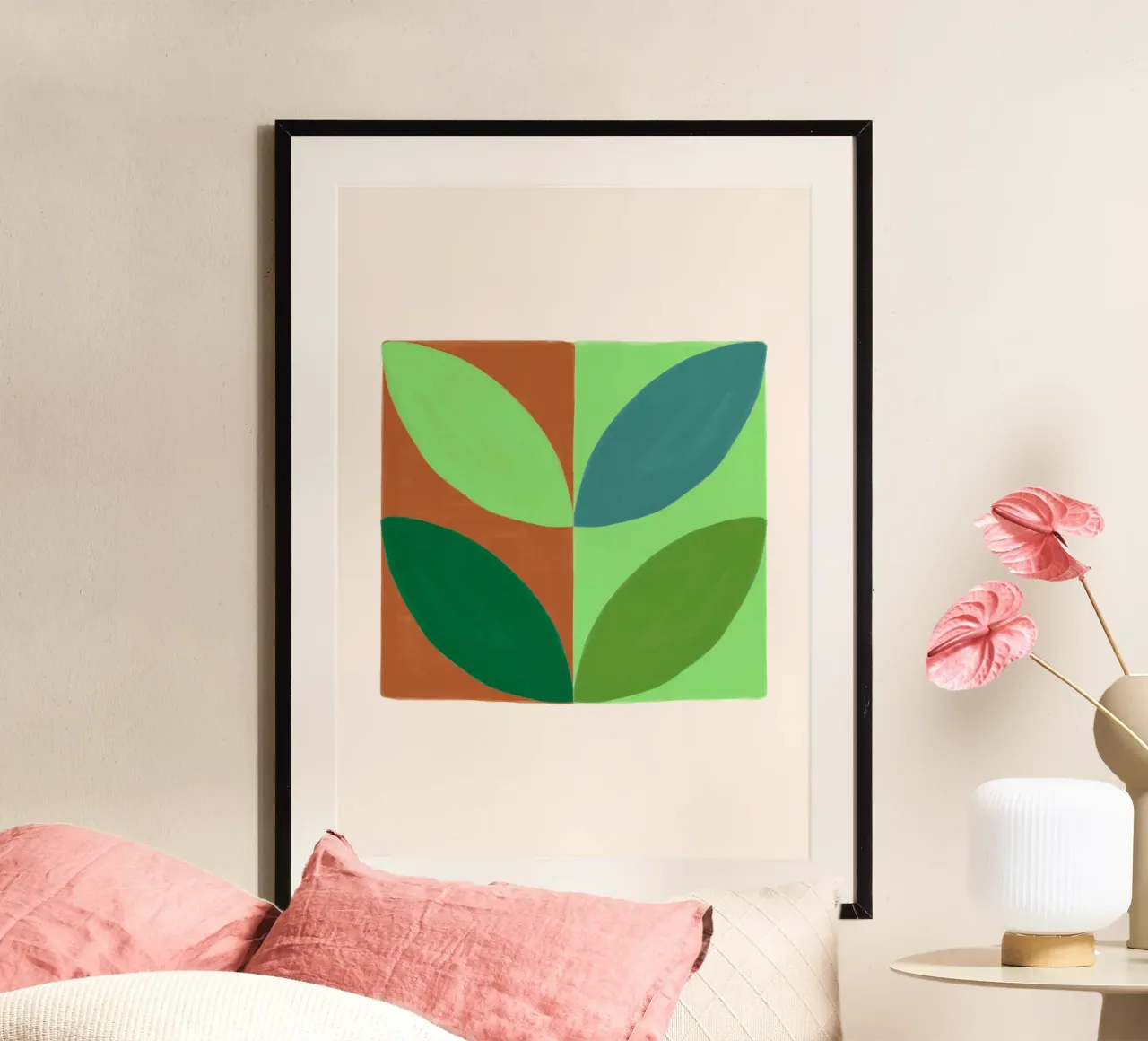Foglie organiche: Verde astratto e arancione, tendenza metà secolo A poster da NorwesClub