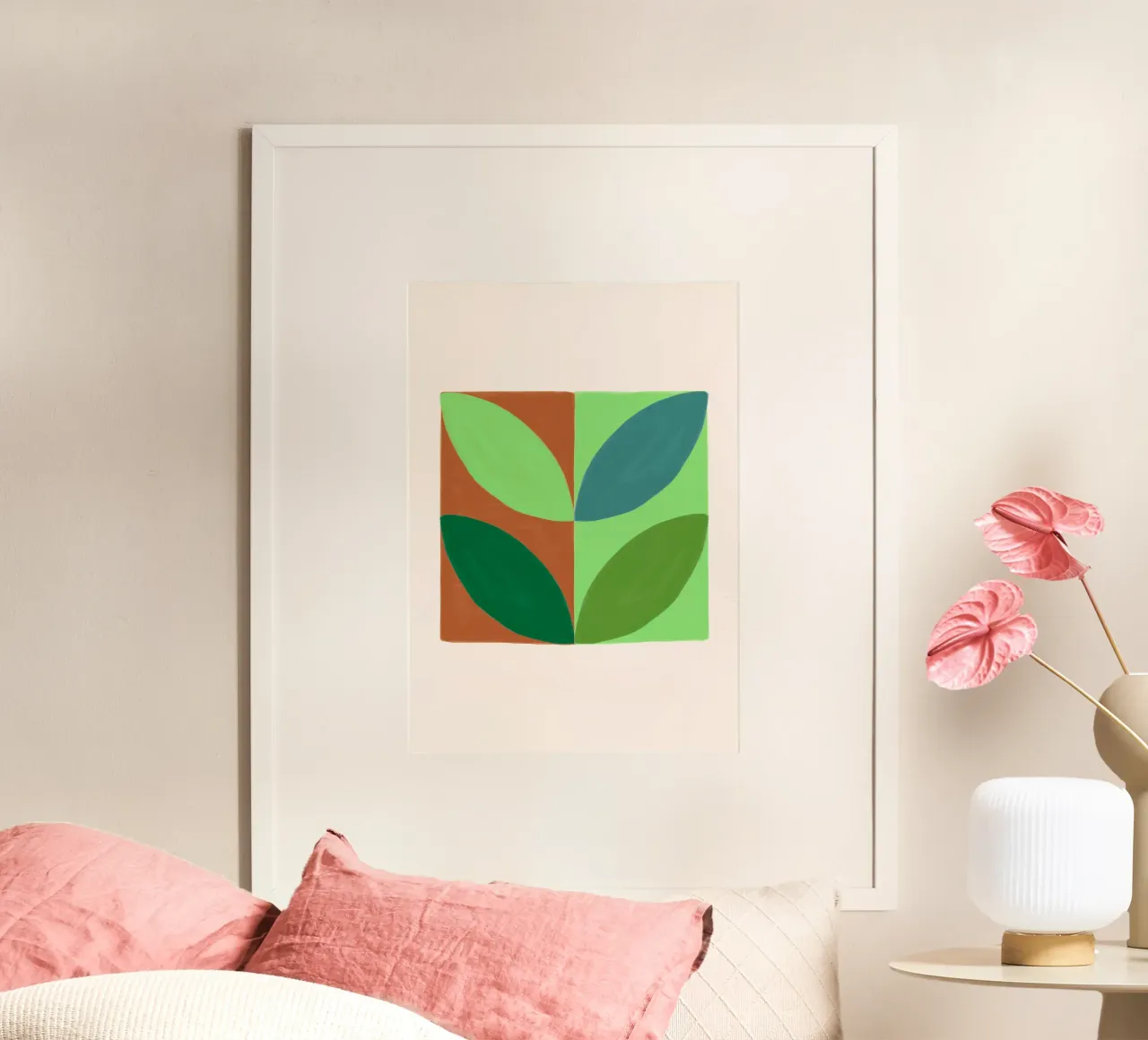 Foglie organiche: Verde astratto e arancione, tendenza metà secolo A poster da NorwesClub
