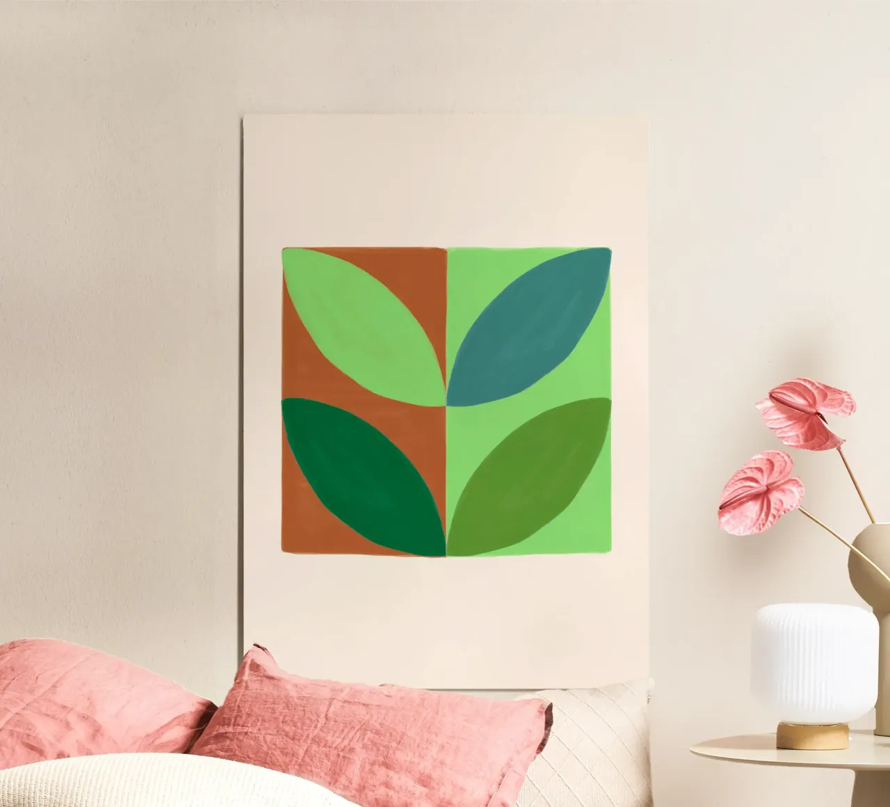Foglie organiche: Verde astratto e arancione, tendenza metà secolo A poster da NorwesClub