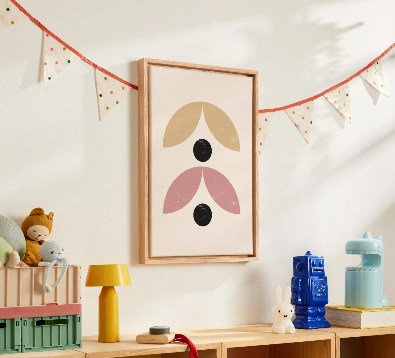 Minimalistisch organisch: Abstracte Vormen, Aards & Zwart Trend Ar canvas met Baklijst van NorwesClub