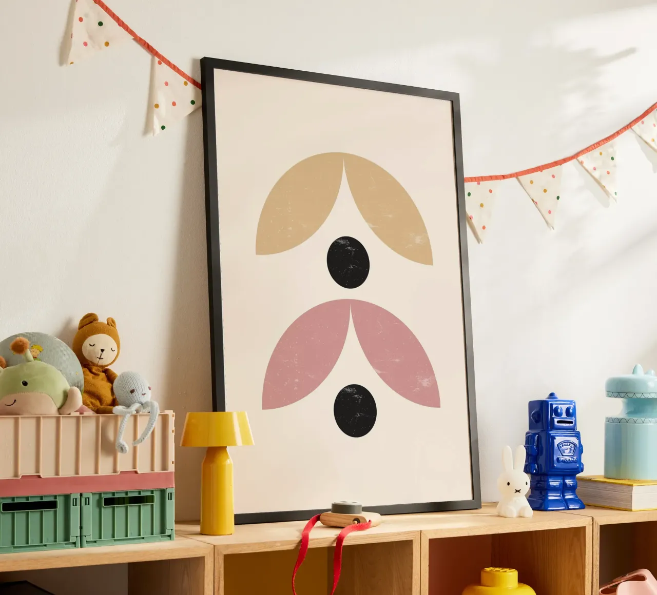 Organico minimalista: Forme astratte, terra e nero Trend Ar poster con telaio in alluminio da NorwesClub