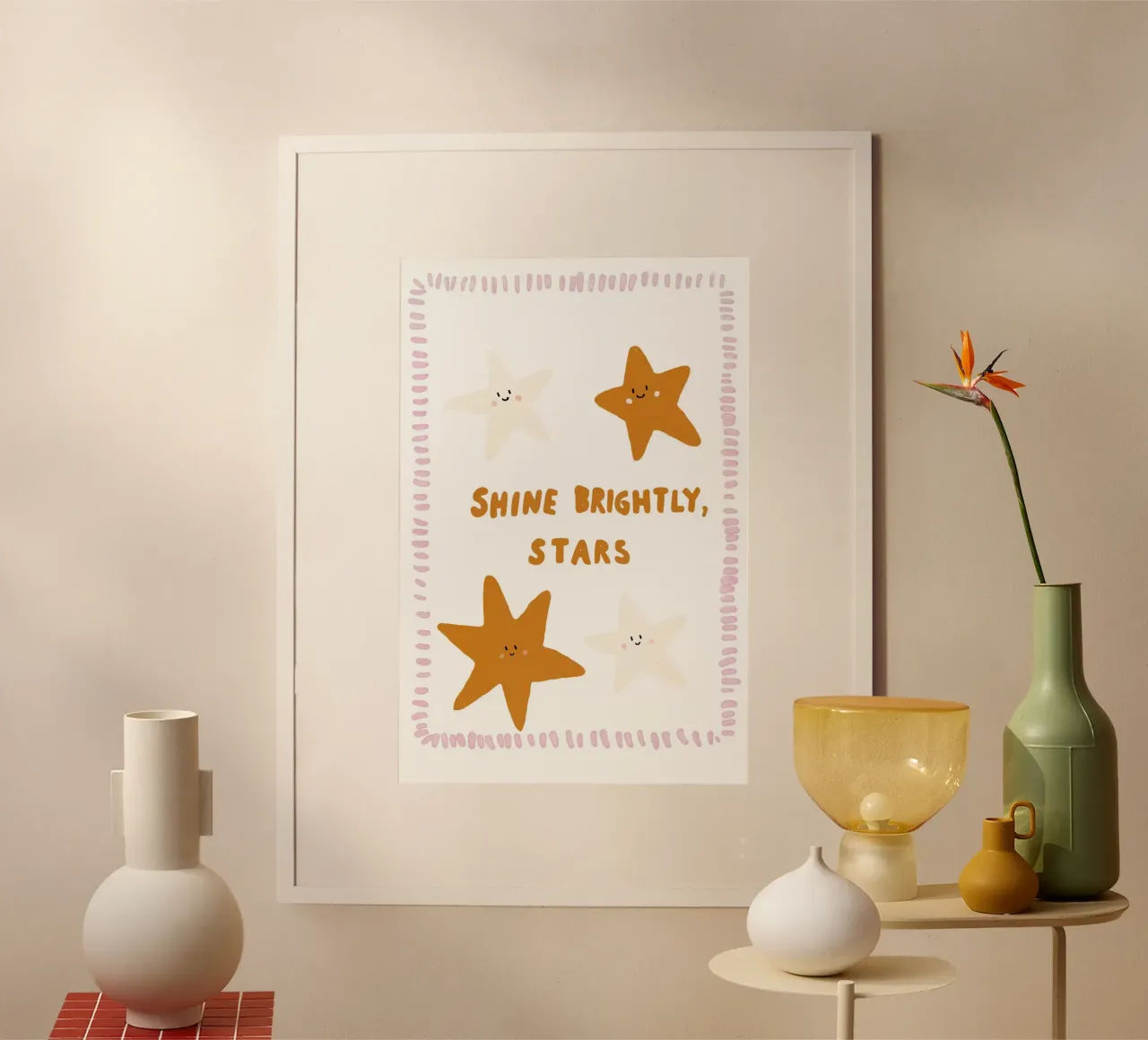 Stampa di stelle, arte per la cameretta dei bambini, stampa Boho per bambini poster con telaio in legno da Little Lola