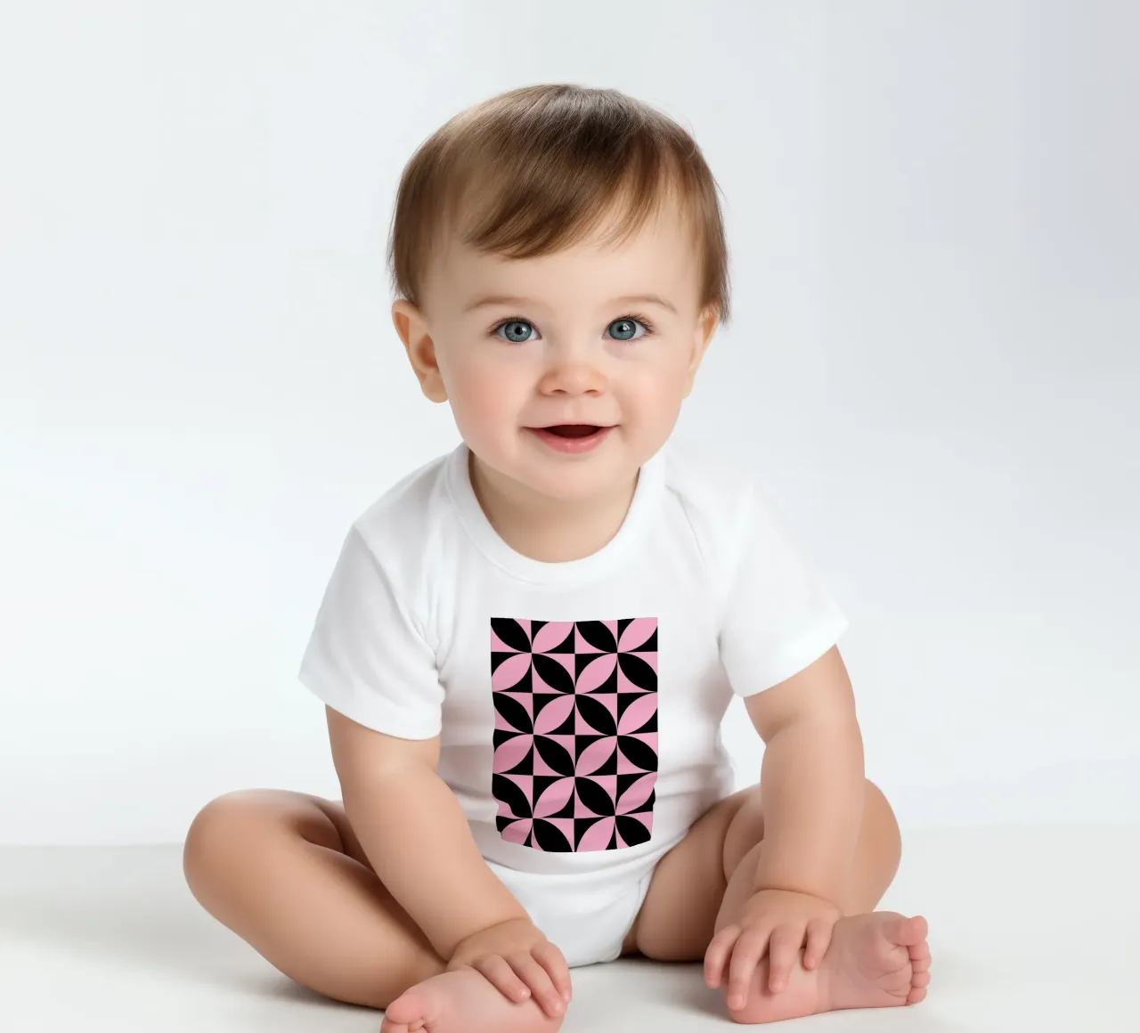 Pink Noir: Geometric Pattern, Modern Tessellation Art Print Kurzarm Babybody von NorwesClub