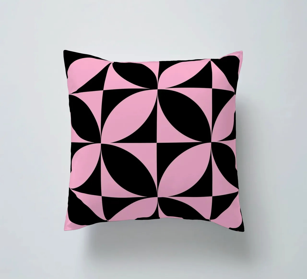 Pink Noir: Geometric Pattern, Modern Tessellation Art Print decorative cushion by NorwesClub