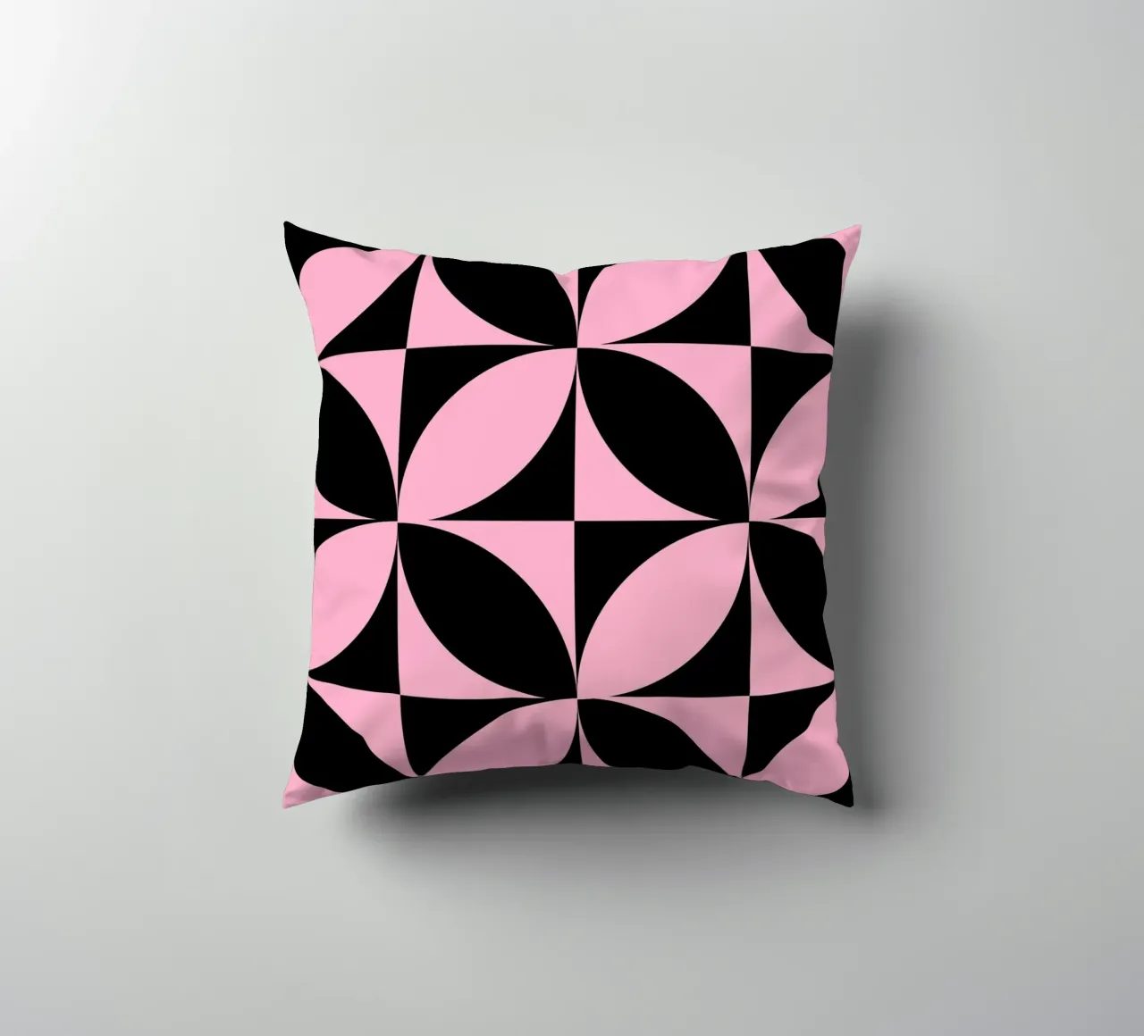 Pink Noir: Geometric Pattern, Modern Tessellation Art Print decorative cushion by NorwesClub