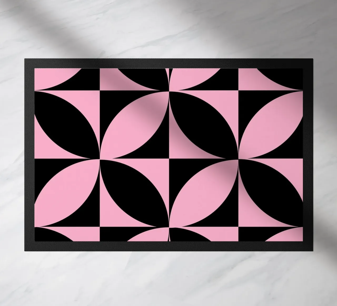 Pink Noir: Geometric Pattern, Modern Tessellation Art Print doormat by NorwesClub