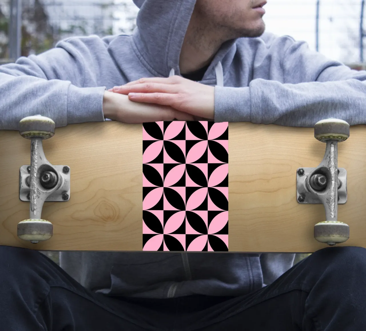 Pink Noir: Geometric Pattern, Modern Tessellation Art Print Sticker von NorwesClub