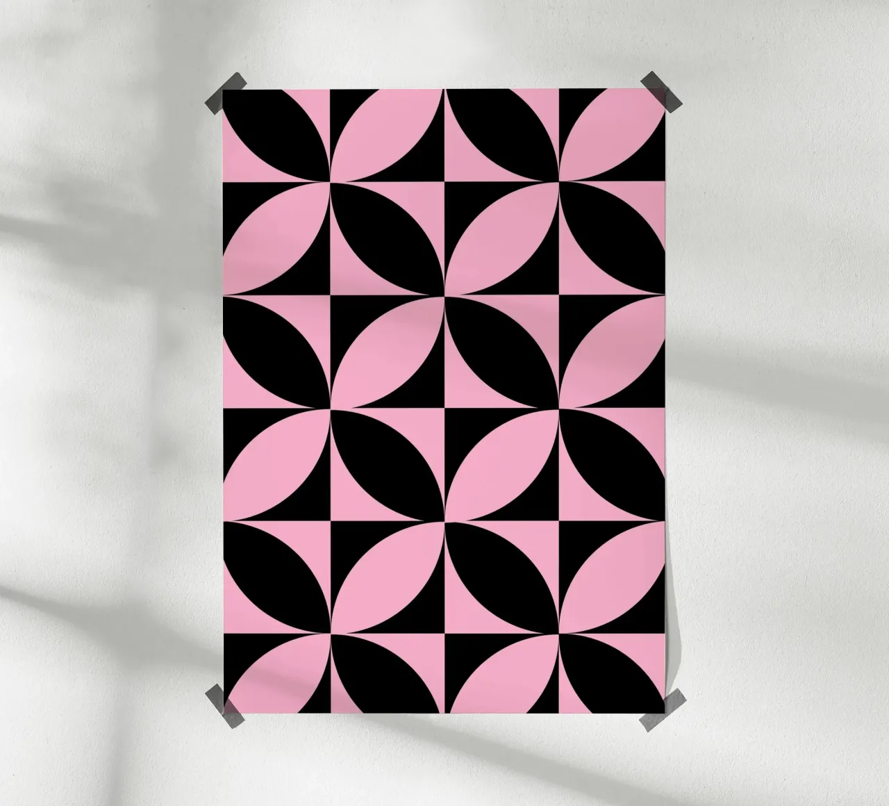 Pink Noir: Geometric Pattern, Modern Tessellation Art Print Poster von NorwesClub