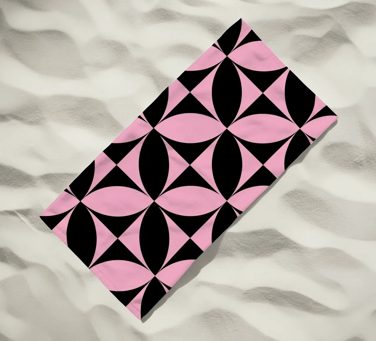 Pink Noir: Geometric Pattern, Modern Tessellation Art Print beach towel by NorwesClub