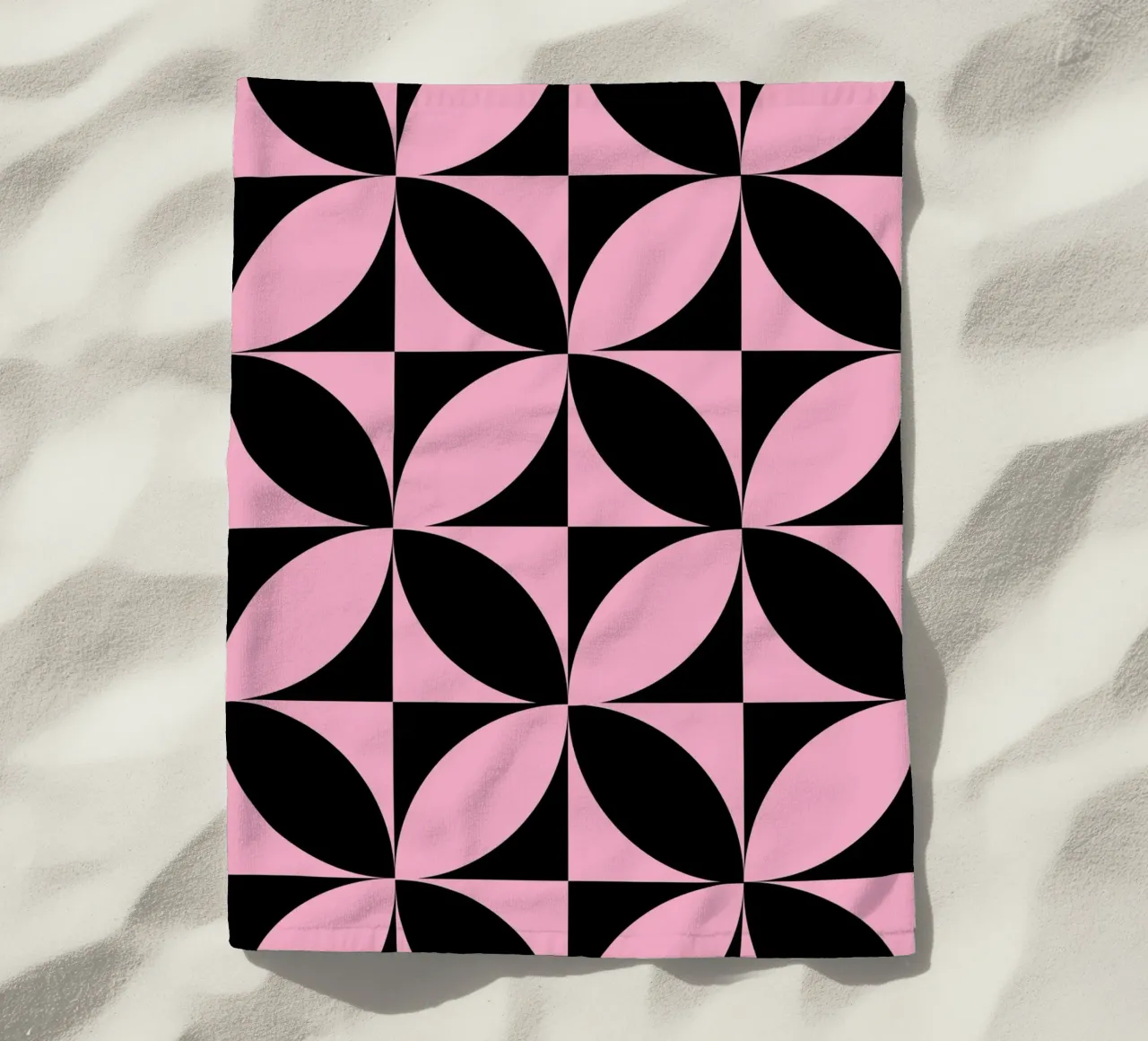 Pink Noir: Geometric Pattern, Modern Tessellation Art Print beach towel by NorwesClub