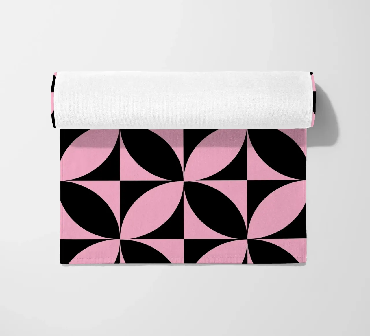 Pink Noir: Geometric Pattern, Modern Tessellation Art Print beach towel by NorwesClub