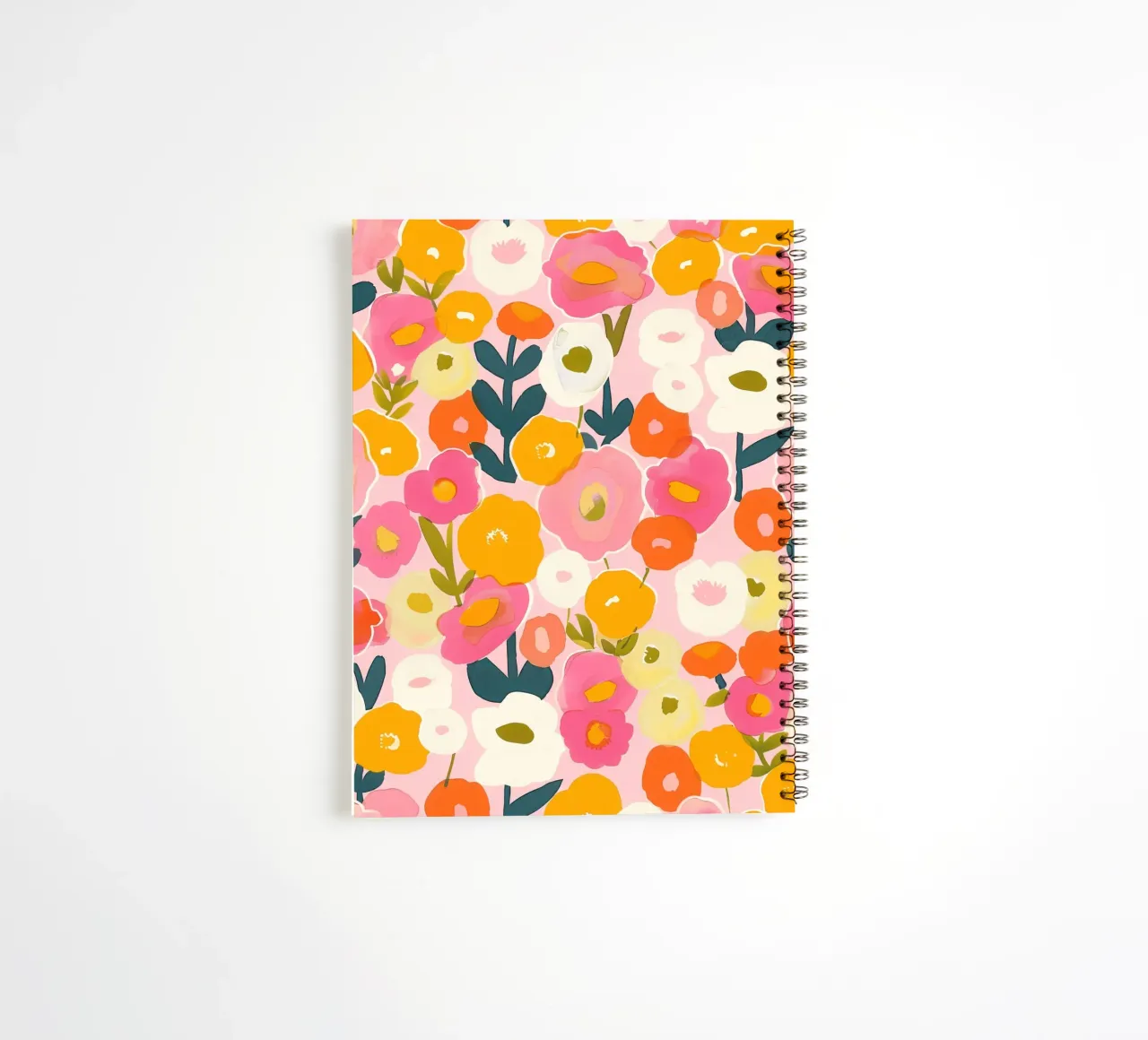 Colorful Boho Poppy Garden Botanical Floral Abstract Flowers spiral notebook by Gentle Echoes Art
