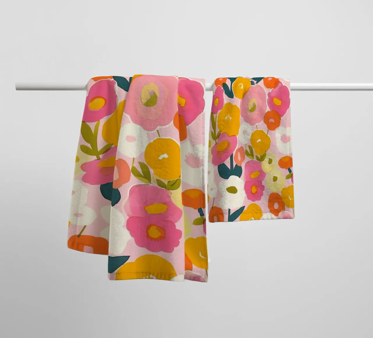 Kleurrijke Boho Papaver Tuin Botanisch Bloemen Abstract Bloemen badhanddoek van Gentle Echoes Art