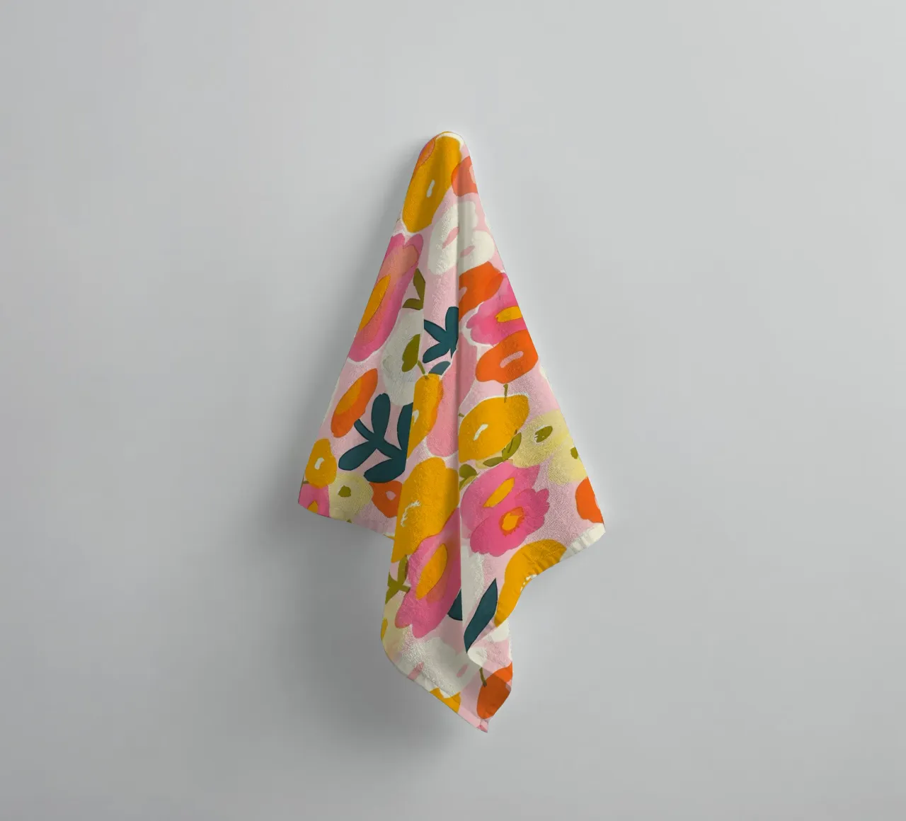 Kleurrijke Boho Papaver Tuin Botanisch Bloemen Abstract Bloemen badhanddoek van Gentle Echoes Art