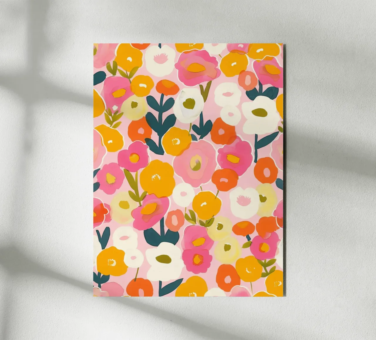 Colorful Boho Poppy Garden Botanical Floral Abstract Flowers alu-dibond by Gentle Echoes Art